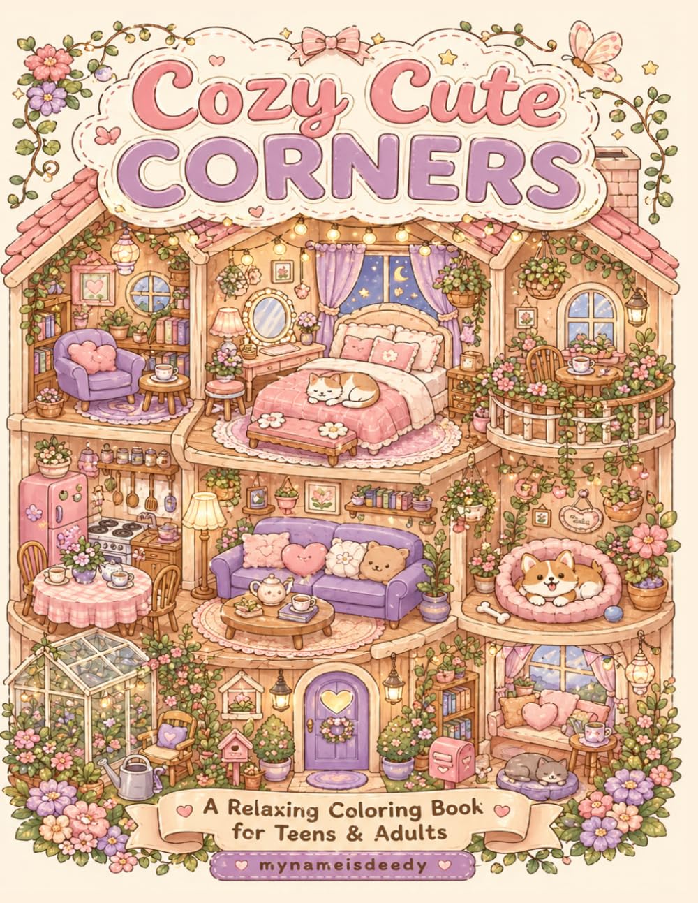 Cozy Cute Corners: A Relaxing Coloring Book for Teens & Adults