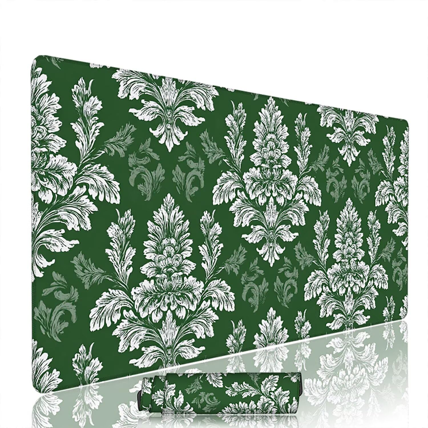 Zielona podkładka pod mysz pod mysz pod mysz do gier XXL 1400 x 600 x 3 mm podkładka pod mysz abstrakcyjna duża podkładka pod mysz dla graczy wodoodporna podkładka pod mysz do gier PC, do klawiatury