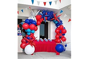 Patriotic Decorations: Balloon Garland Arch and Starburst Balloons