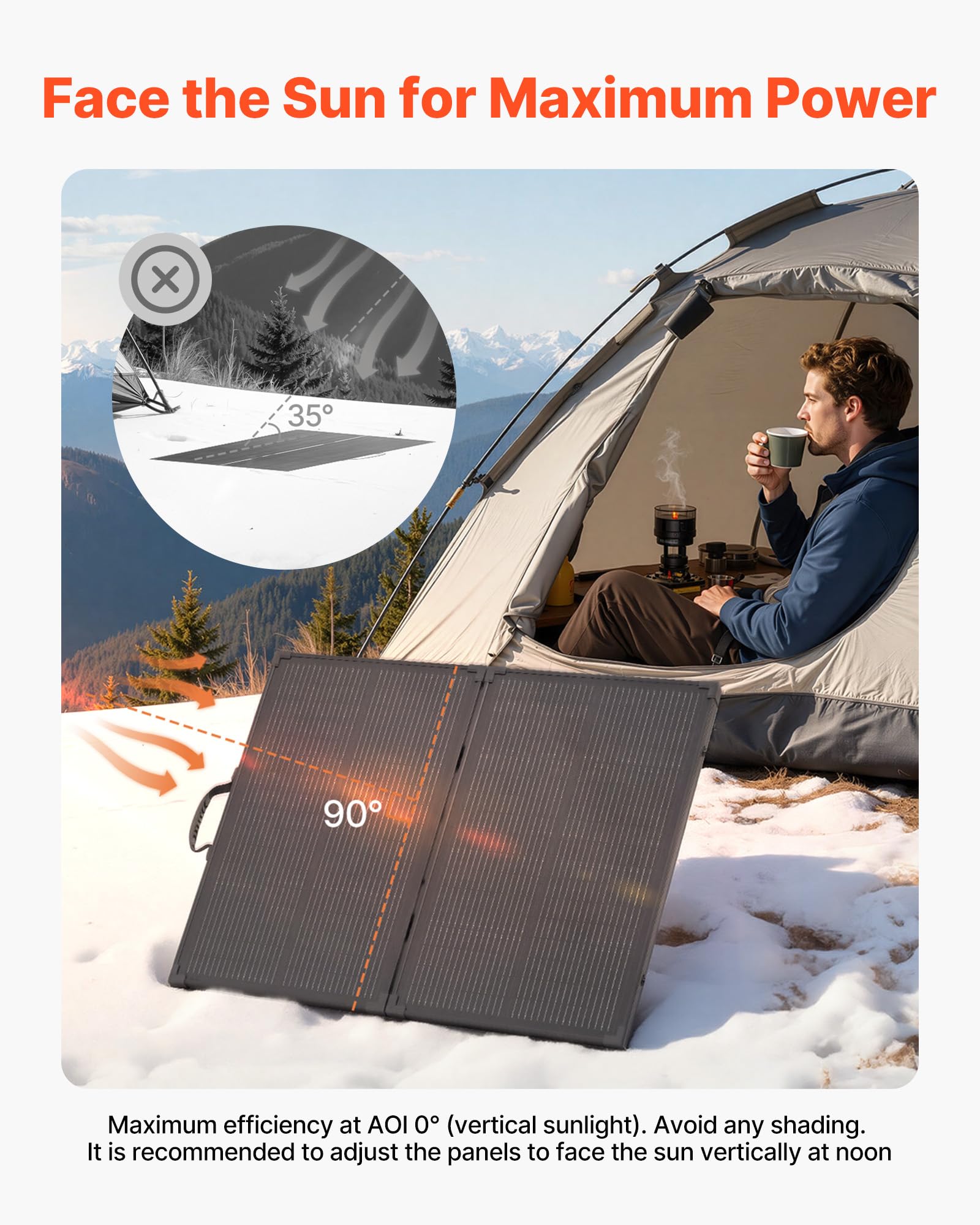 VEVOR Panel Solar Portátil 100W, Placa Fotovoltaica Plegable con Marco, Control y Salida MC4, IP67 Impermeable, Eficiencia hasta 23%, Cargador Solar para Acampadas Autocaravanas Senderismo Viajes