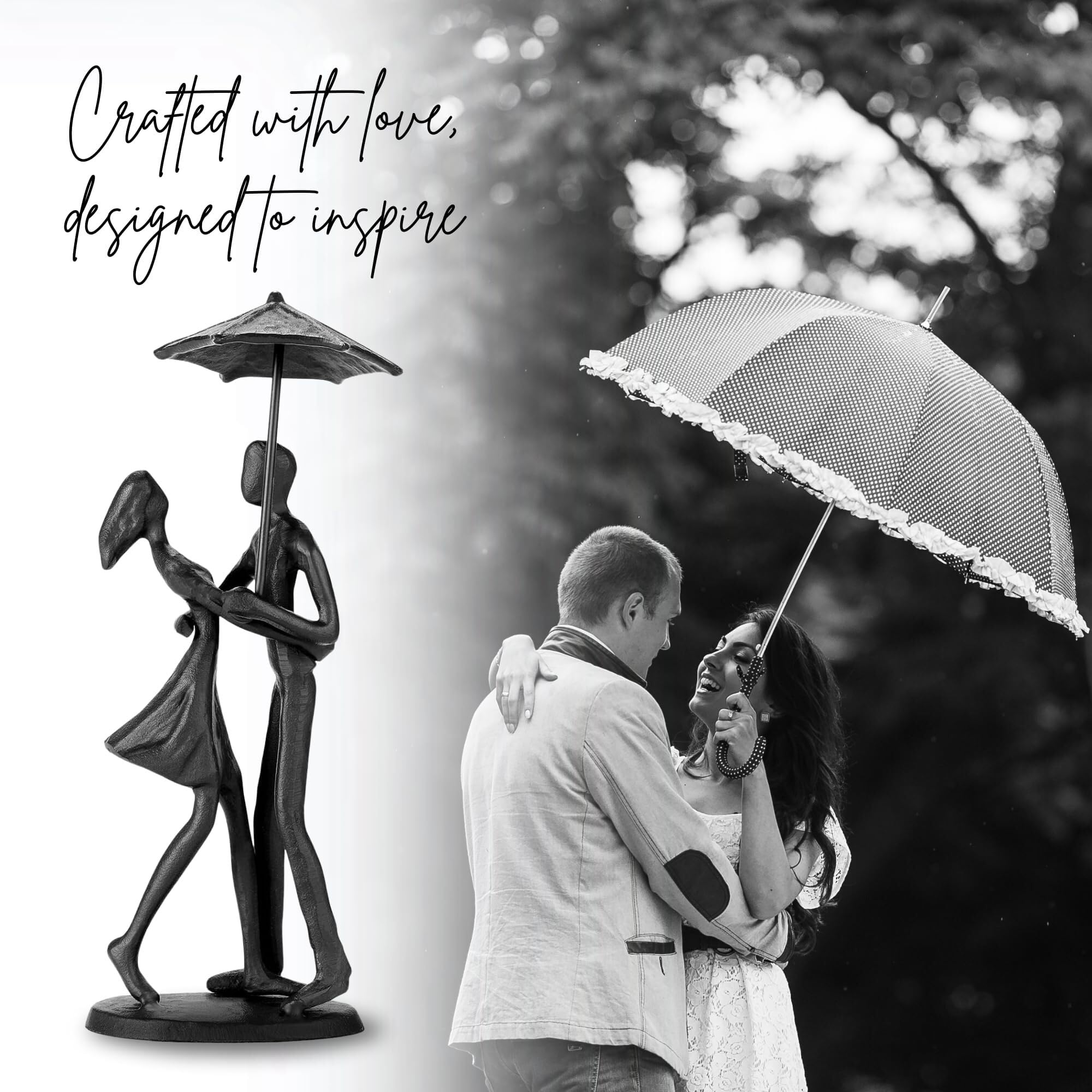 Regalos de inauguración Estatuillas románticas de Las estatuas y esculturas del Amor Bronce la decoración casera Moderna Arte Metal Decoración única(Under Umbrella)