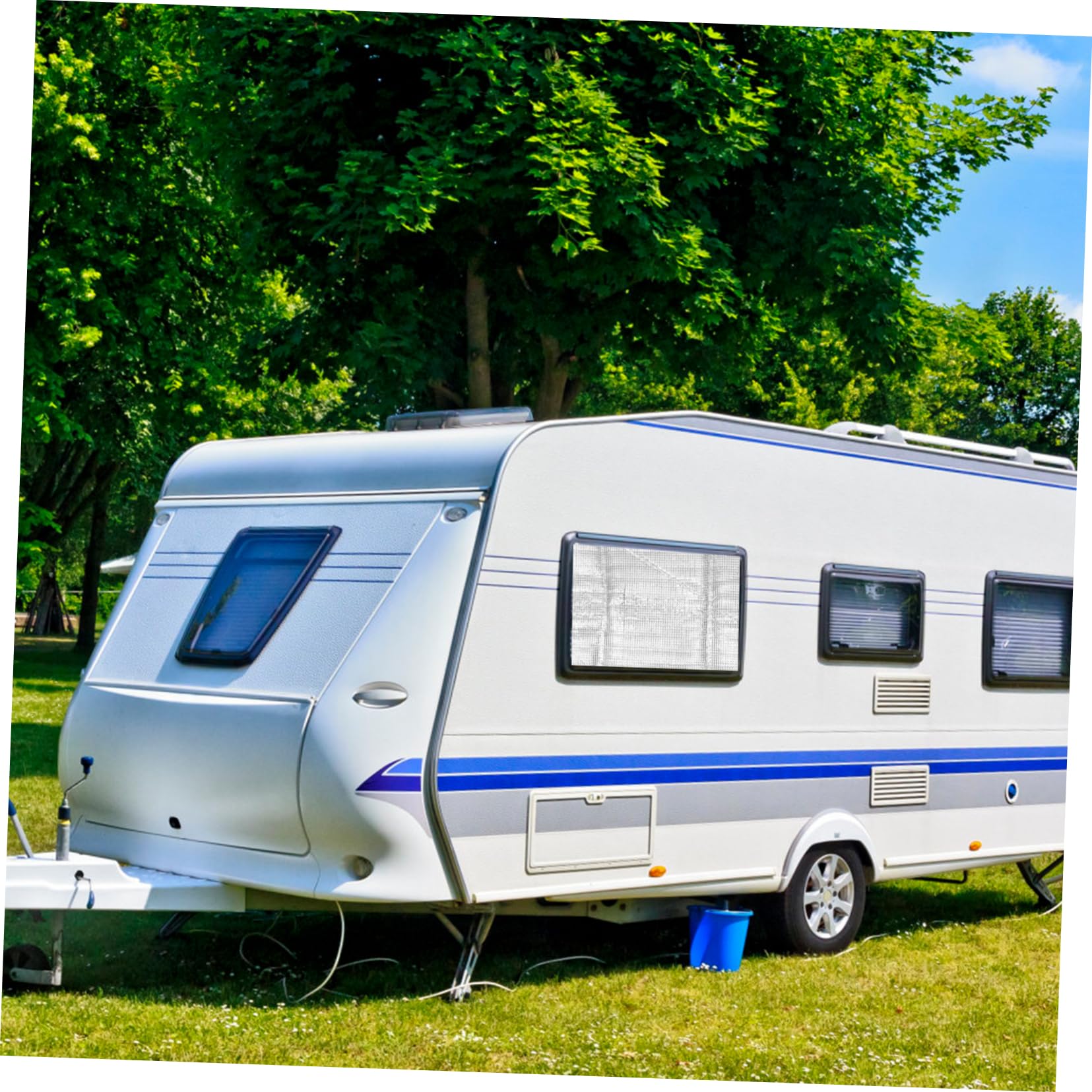 Ciieeo Housse de Protection Film Aluminium pour et pour Fenêtre et Porte de Camping-car Installation Facile 2pcs en Tissu Oxford Argenté Rangement Pratique Voyage en Plein Air
