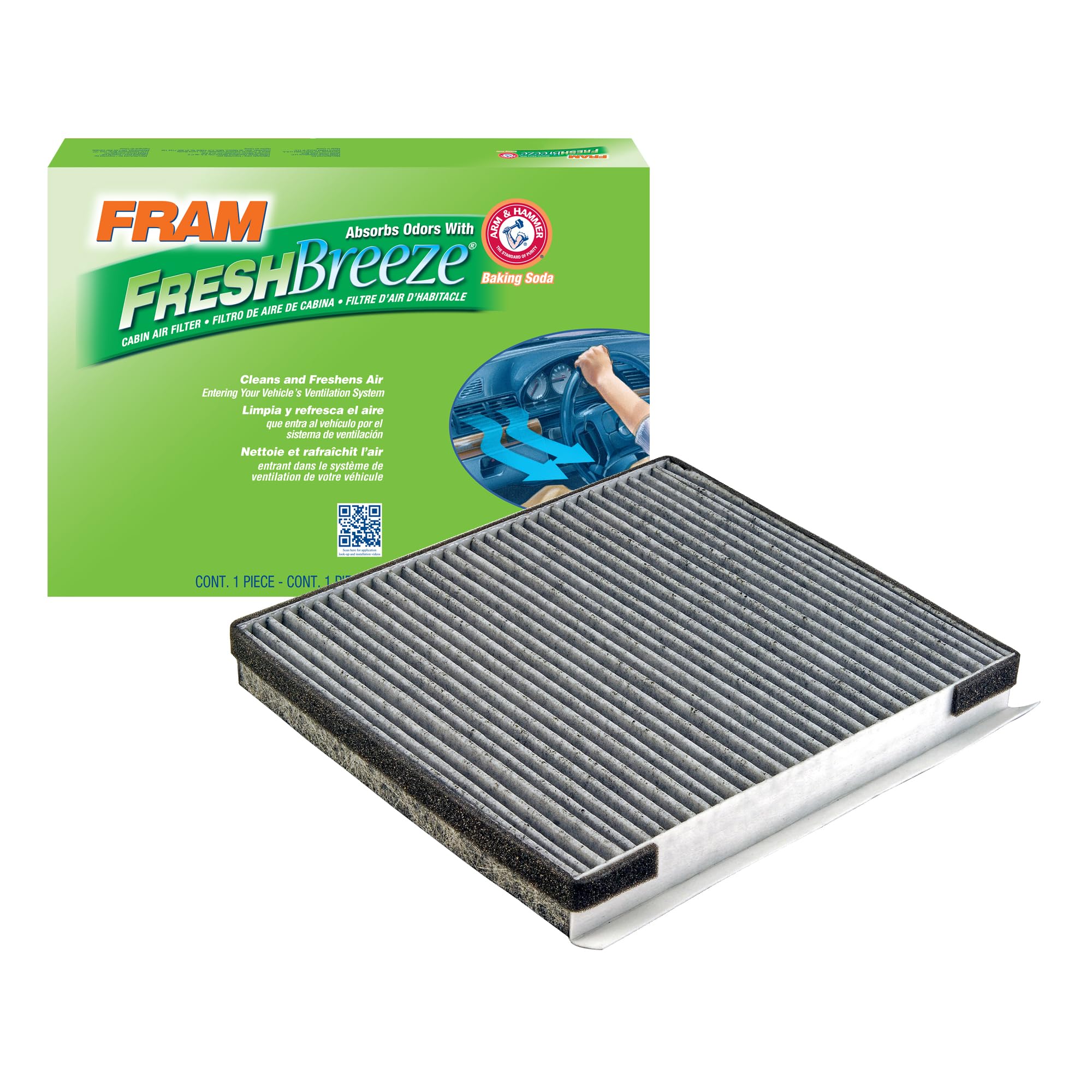FRAM Fresh Breeze Cabin Air Filter with Arm & Hammer Baking Soda, CF10735 for Select Genesis and Hyundai Vehicles , white