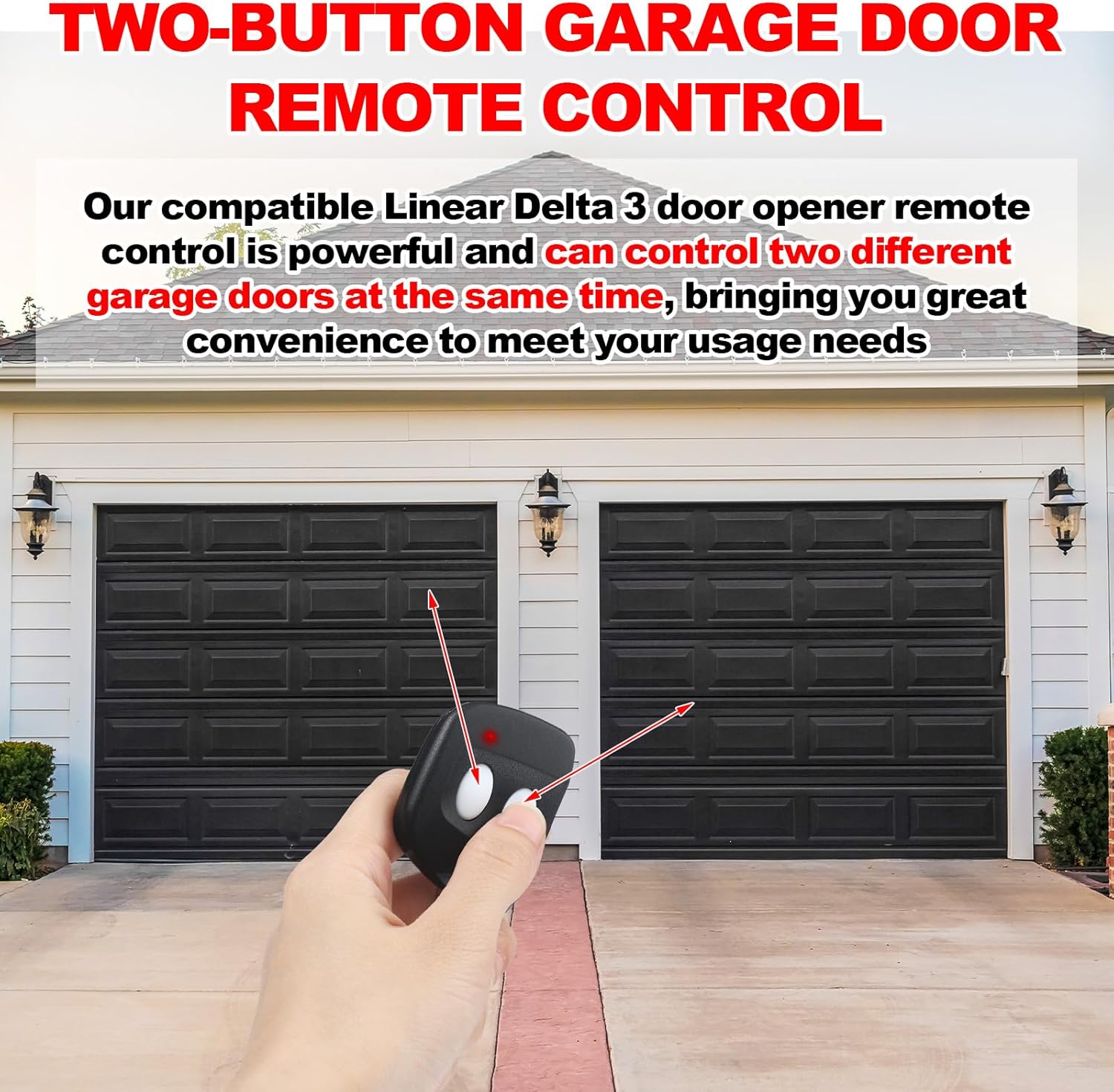 Kingdder 2 Pcs 8 Dip Switch Garage Door Remote Two Button Garage Remote Compatible with Linear Delta 3 (DT DTA DTD DTC DNT00002A) Opener 310mhz, Control 2 Different Doors Simultaneously