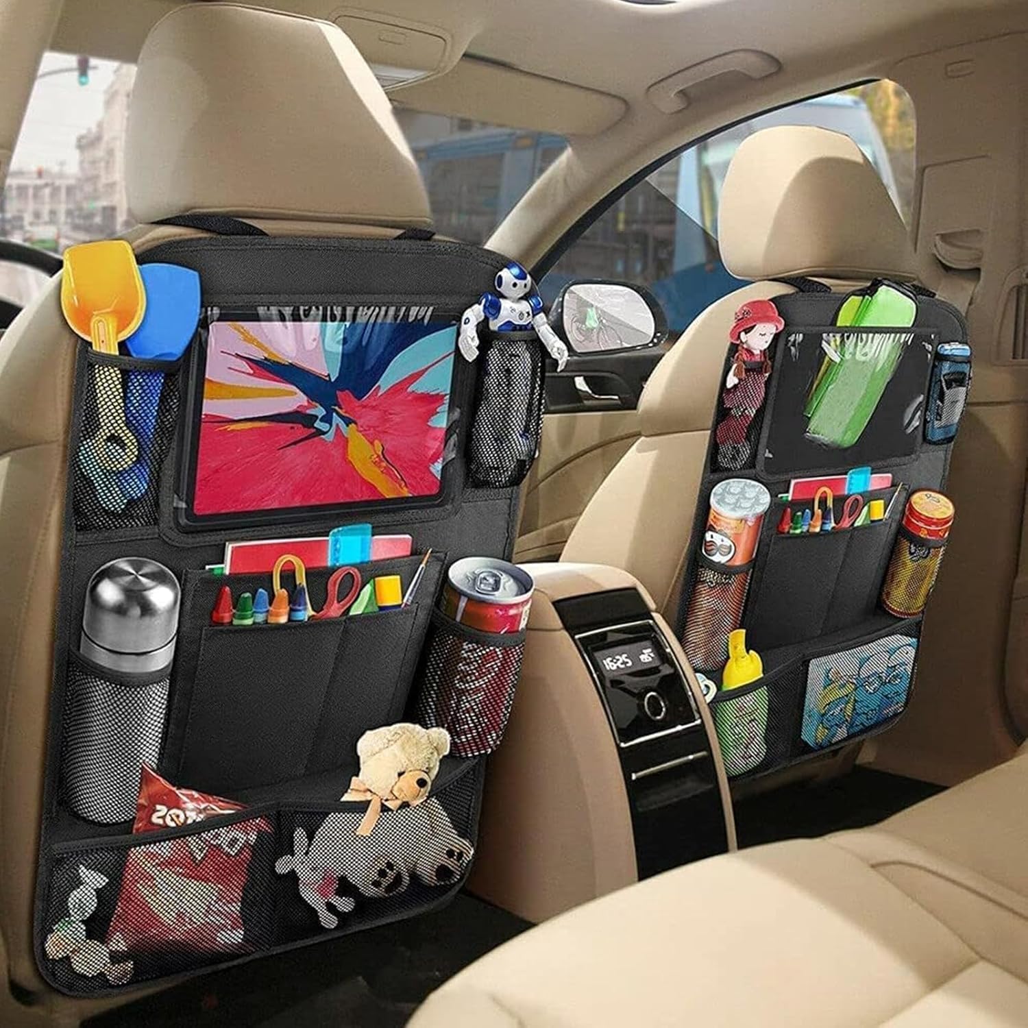 Car Accessories Enfan 2 PCS Protection de Dossier de Voiture Enfants Protege siege voiture avec 10 Poches rangement Voiture Organisateur de Voyage Protège-Siège Arrière