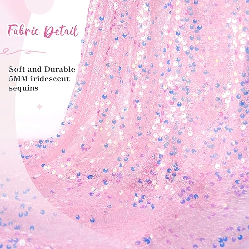 Miniatura 3 de Camino de mesa rosa de 10 pies con lentejuelas iridiscentes con purpurina de 25 x 120 pulgadas para bodas, baby shower, niñas, fiesta de cumpleaños,