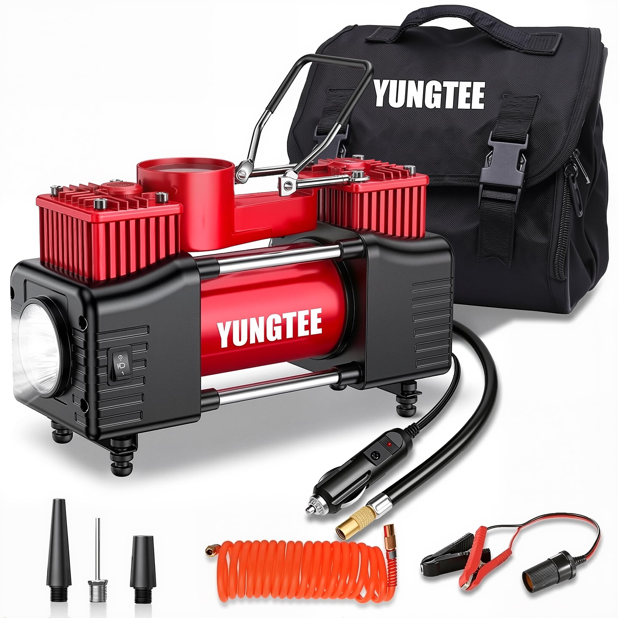 Portable 12V 150PSI Air Compressor – Heavy Duty Tire Inflator For Emergencies, 60L/min, 300cm Cord
