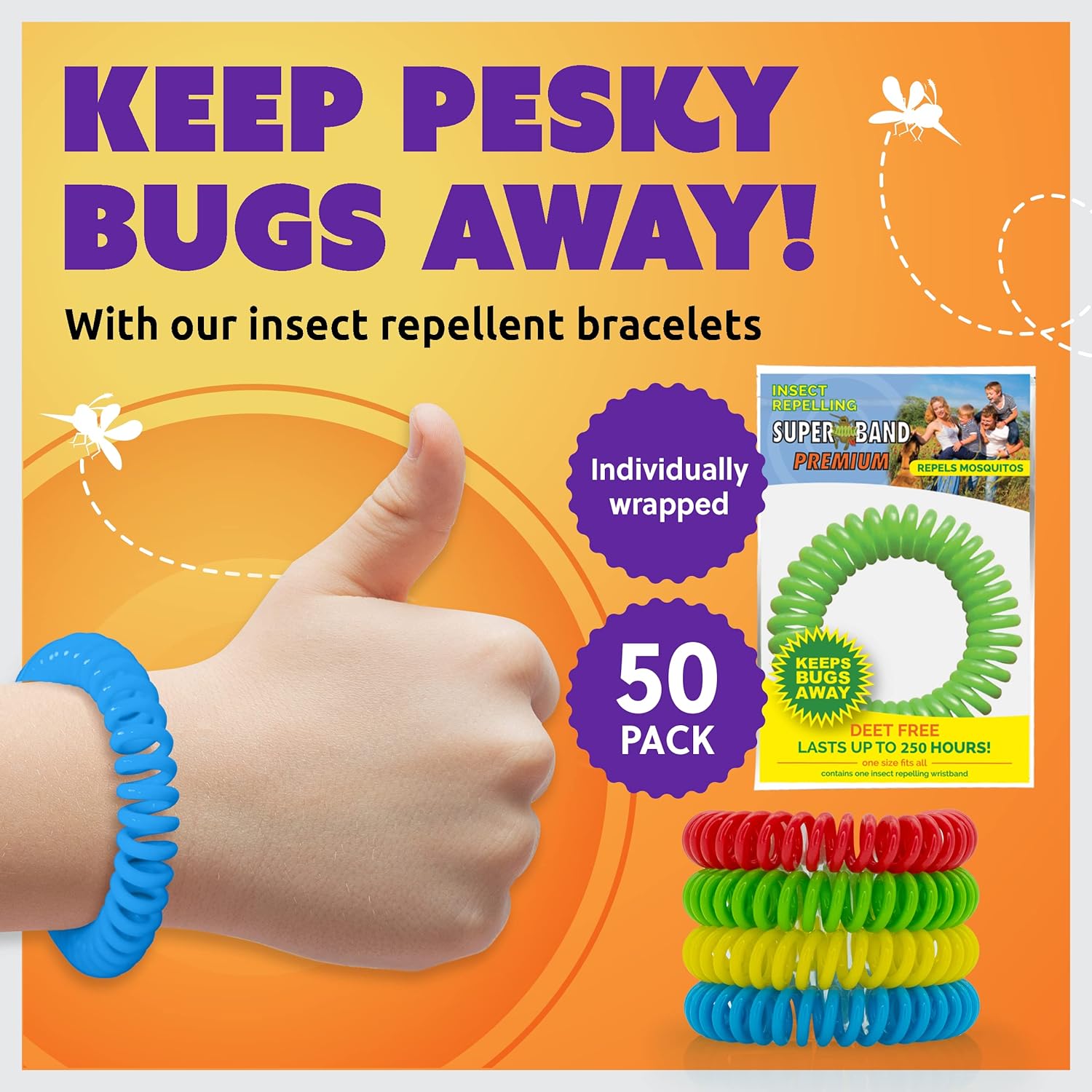 Superband Premium Insect Repellent Bracelet: Assorted Colors (10) : Health & Household