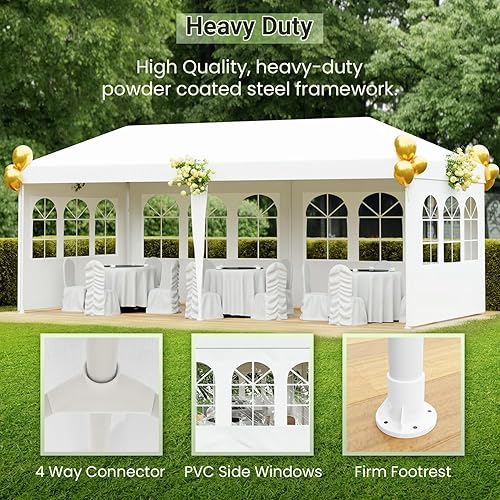 Miniatura 6 de Gazebo impermeable con protección UV, tienda de campaña para fiestas al aire libre (10 x 10 pies)