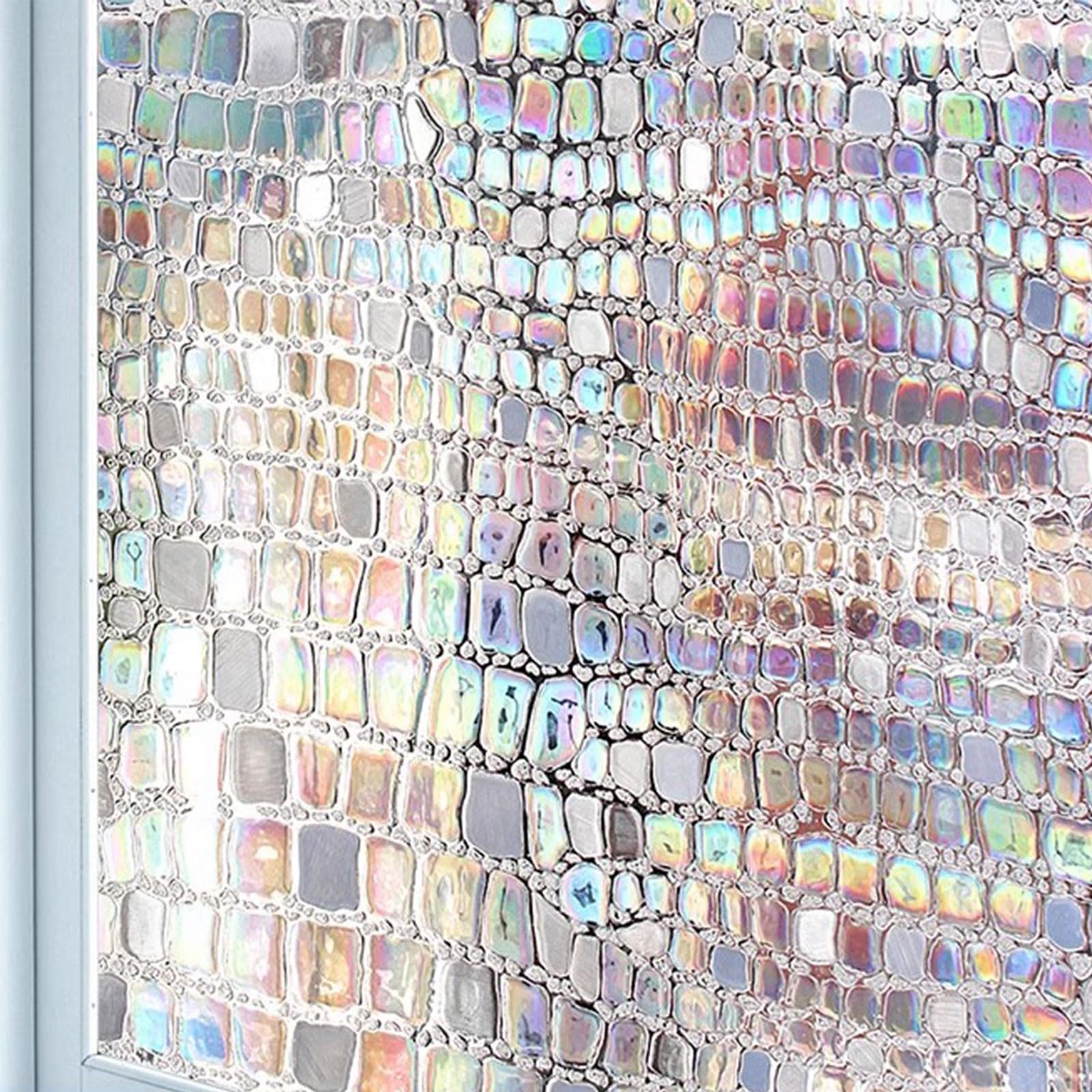 Eiauiuo Colorful 3D Rainbow Window Film – Self-Adhesive Static Cling Opaque Privacy Film For Glass Door, Bathroom, And Home – Anti-UV, Heat Protection, Decorative Window Film(Colored film A,45x150cm)