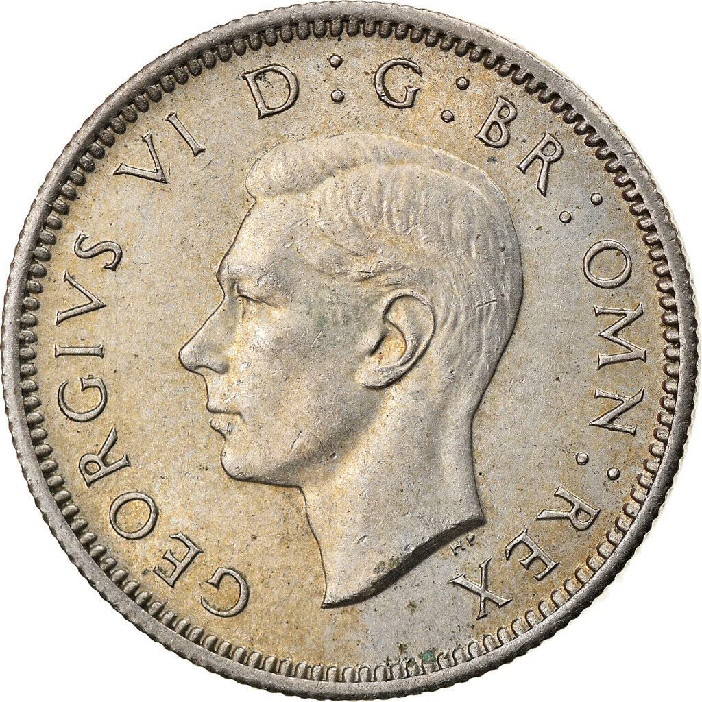 1947-48 British Sixpence Coin Issued Under King George VI. "Six Pence In Her Shoe" Wedding Tradition Coin. Sixpence Graded By Seller Circulated/Worn Condition