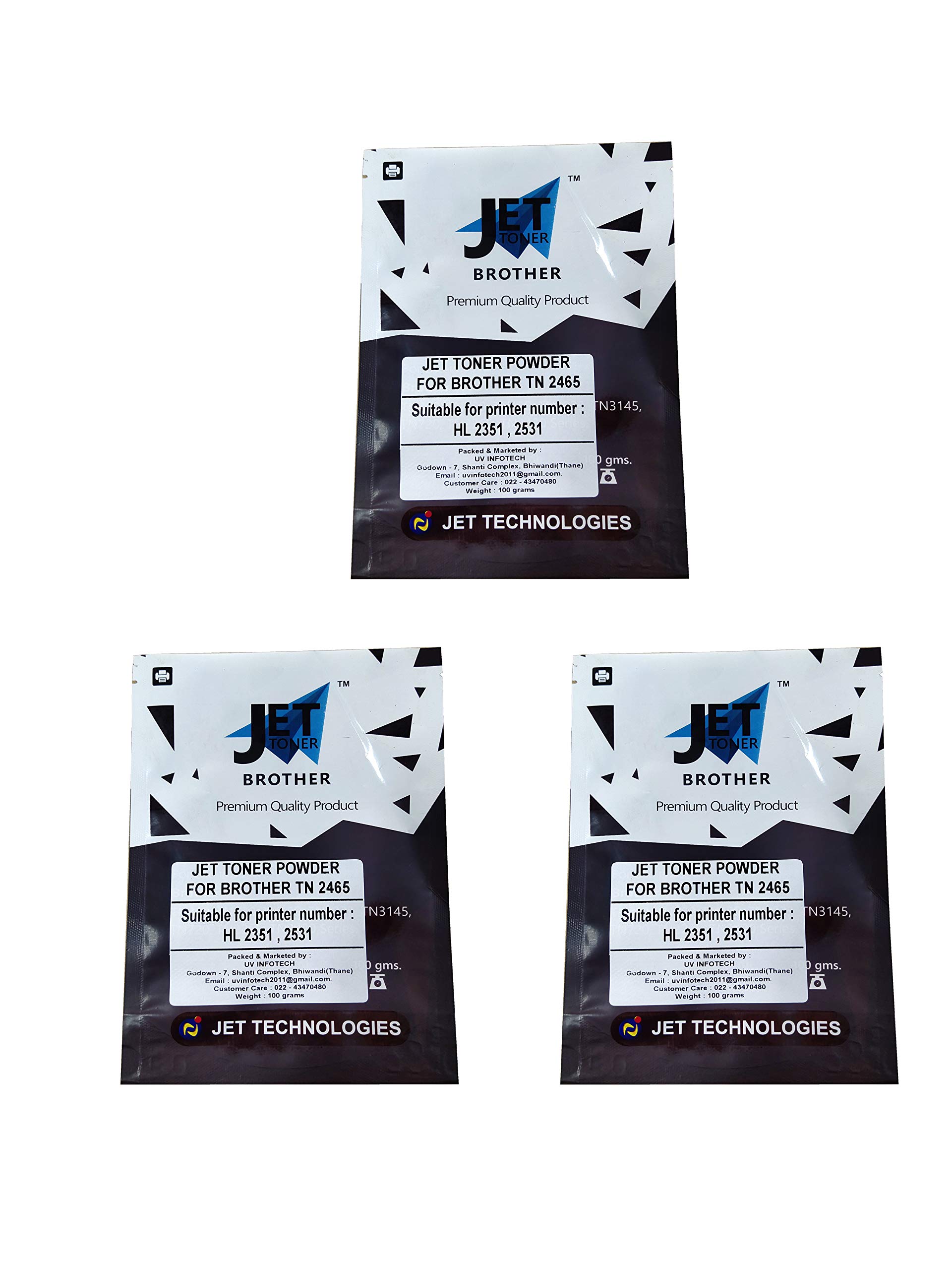 Jet Toner Tn2465 Toner Powder Compatible for Brother Dcp-L2531DW L2535DW L2550DW, HL-L2395DW, Mfc-L2710DW L2713DW L2715DW L2716DW L2730DW L2750DW L2751DW L2770DW L2771DW Printers (Pack of 3) – Black. (B08TCCR6GQ) Amazon Price History, Amazon Price Tracker
