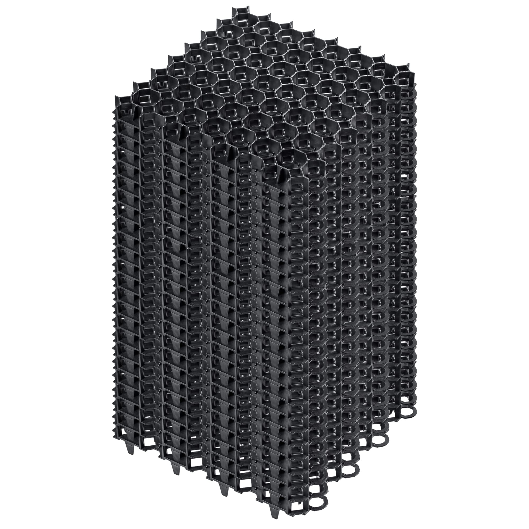 KADAX Rasengitter aus Kunststoff, 50x50cm, 6 m², Rasenschutzgitter, Rasenwaben mit Stellen für Verankerungen, befahrbarer Rasenwaben, Paddockplatte, Rasengitterplatten (Schwarz, Quadratisch, 24 Stück)