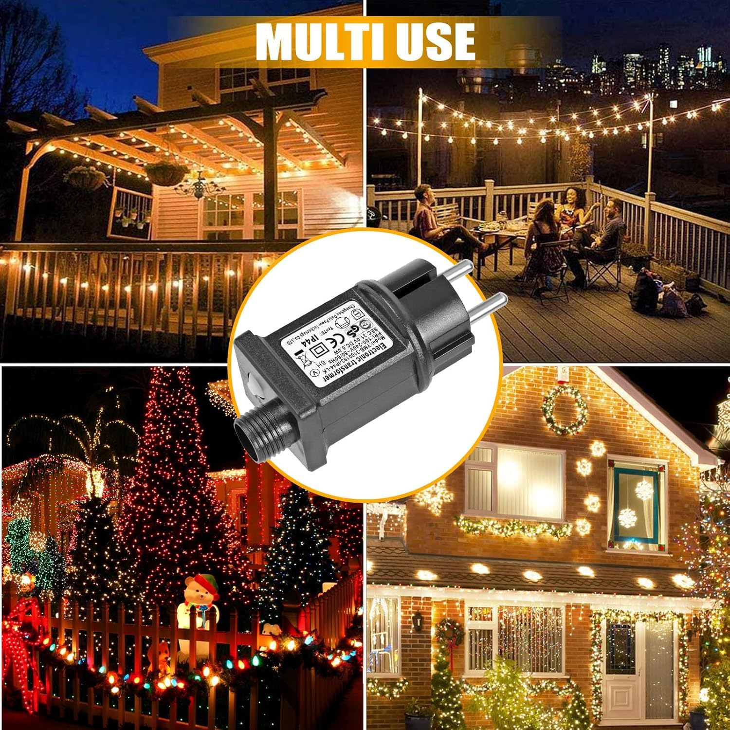 Trasformatore Per Luci Di Natale 31V 6W - 8 Modalità, Timer 6h/18h, Impermeabile IP44, Per Luci A LED (2 Pezzi)