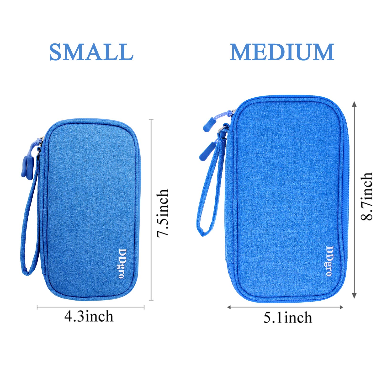 Tech Accessories Organizer Electronic Pouch Travel Bag for Keeping iPhone Charger Mobile Hard Disk Cable Cord Mouse Earphone Pens Certificates (Medium, Azure Blue)