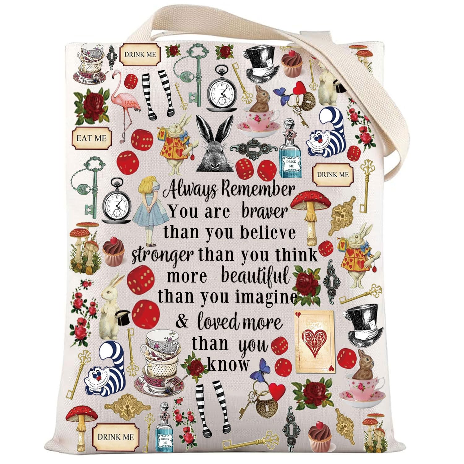 LEVLO Beauty case con cerniera per i fan delle fiabe, Alice You Are Braver Stronger Smarter Than You Think