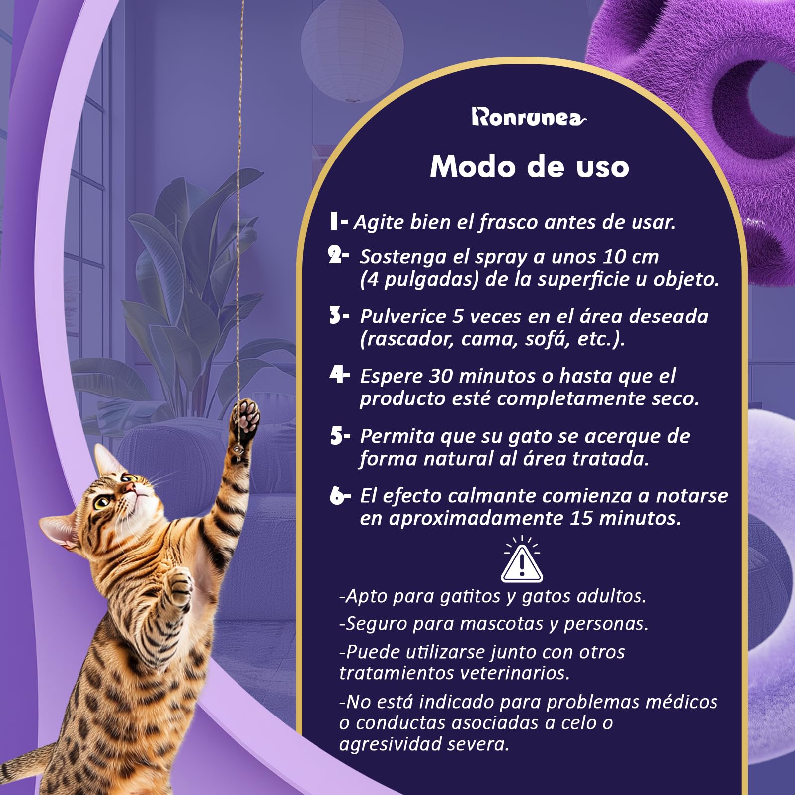Kit Doble de Spray de Feromonas Calmantes para Gatos (80ml) | Incluye un Bote de 60ml + un Bote de 20ml Extra | Mejora Comportamiento y Reduce Marcaje con Orina | Viajes en Transportin. - 4