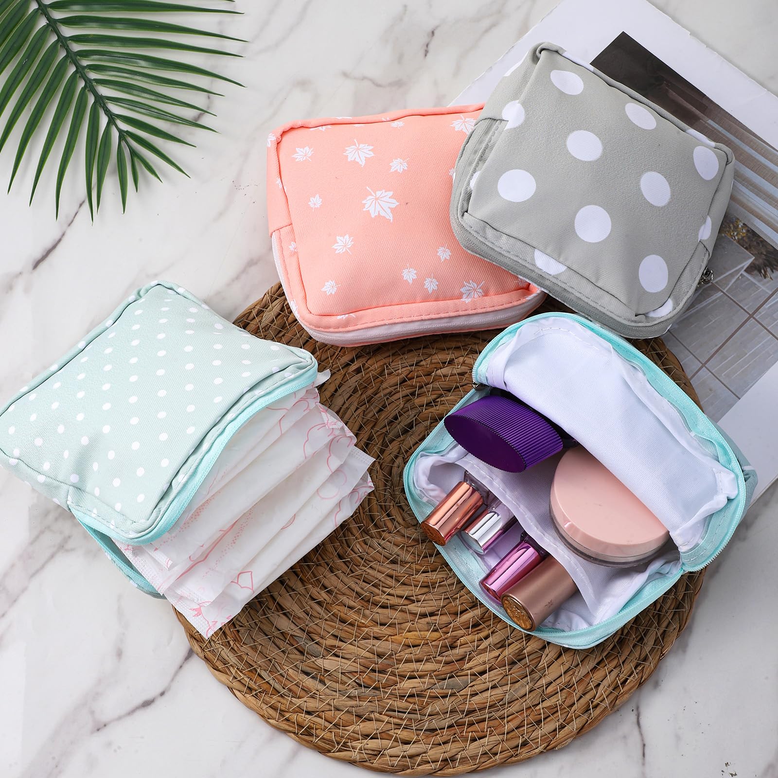 ElevateTech Aufbewahrungsbeutel für Damenbinden, 4 Stück, für Periode, Tamponbeutel, tragbare Menstruationspolster, für die erste Periode, Geschenke für Frauen