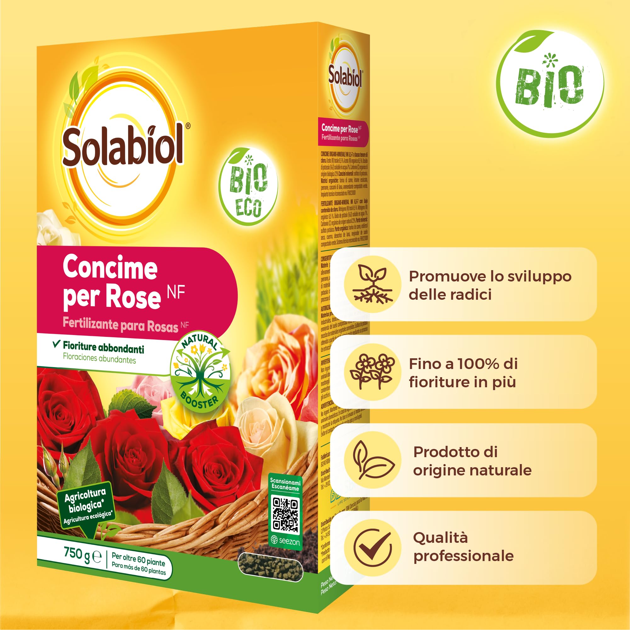 Solabiol Concime Liquido Biologico per Piante Fiorite con Tecnologia Natural Booster Stimola lo Sviluppo Radicale e dei Fiori, 1L
