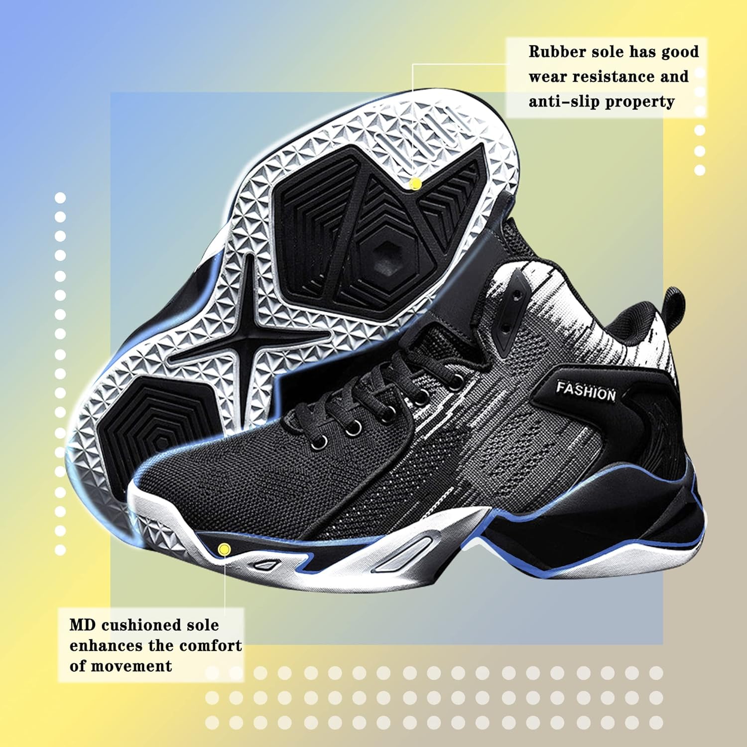 CJSPORX Mens Basketball Shoes Breathable Non Slip Running Fashion Sneakers