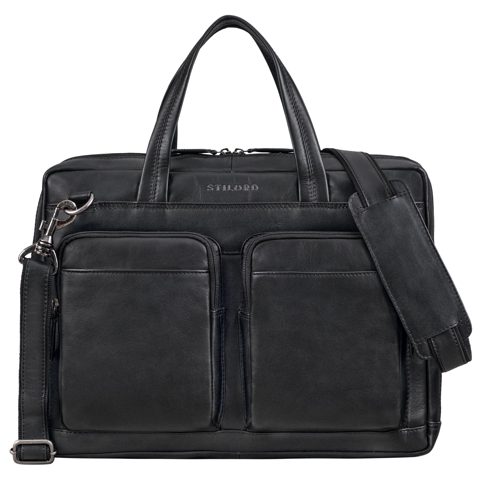 STILORD Erwin Große Laptoptasche Leder Aktentasche 15.6-16 Zoll Notebooktasche Businesstasche Bürotasche Arbeitstasche Echtleder mit Laptopfach Herren Damen Farbe:schwarz