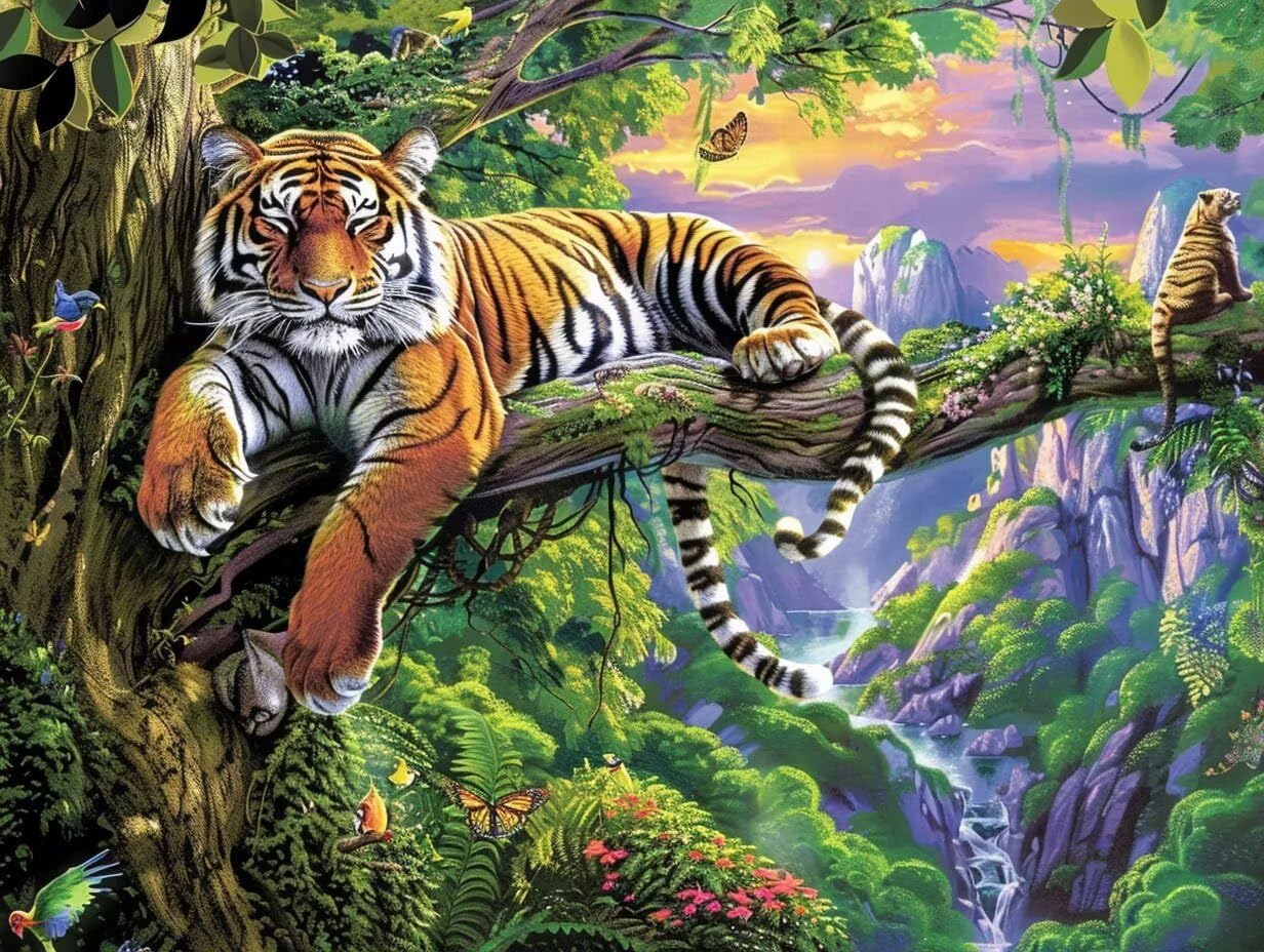 Tigre Dipingere con i Numeri Adulti, Pittura Acrilica 70x90cm, k-241