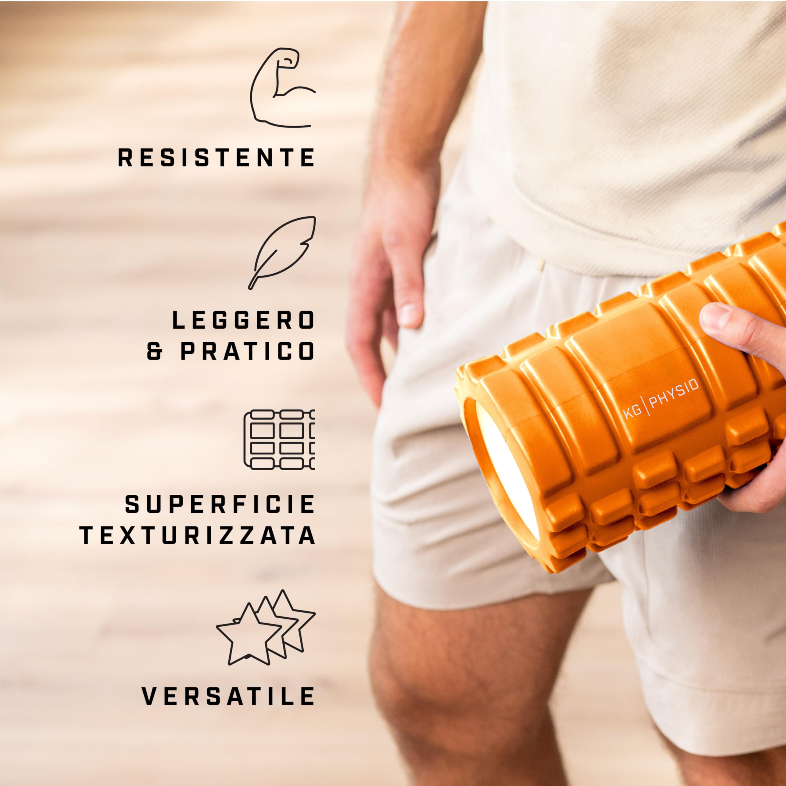 KG Physio Foam Roller - Rullo massaggio muscolare per gambe, schiena e braccia - ultraleggero essenziale per rilasciare le tensioni - pilates 33x12cm