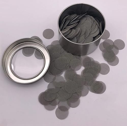 Miniatura 2 de 200 filtros de pantalla de tubo de acero inoxidable de 1/2 pulgada de 1/2 pulgada con caja de almacenamiento para fumar pipas de tabaco, color