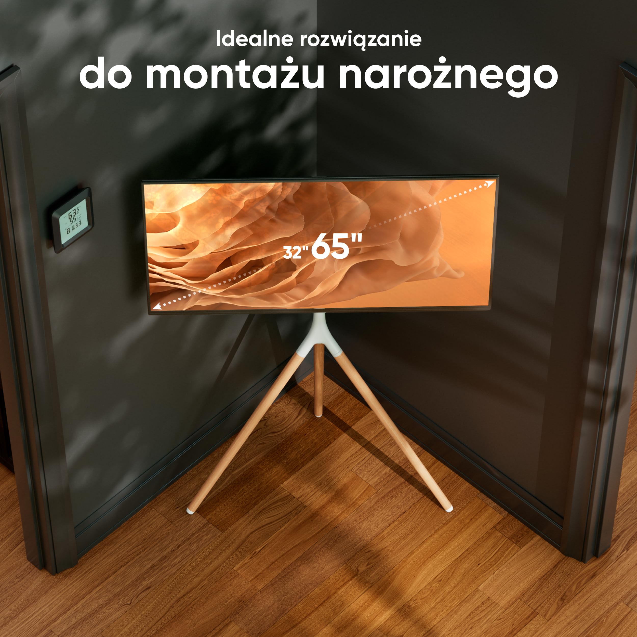 ONKRON Stojak na Telewizor dla Ekranów 32-65 Cali, maks. Obciążenie 35 kg, Statyw Telewizyjny, Stojak z Regulacją Wysokości VESA 100x100-400x400, Obrotowy Statyw TV Typu Tripod, Biały TS1220-W