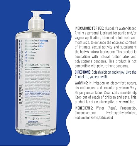 Miniatura 2 de Lube Life Lubricante anal a base de agua, lubricante personal para puerta trasera para hombres, mujeres y parejas, no mancha, 32 onzas líquidas