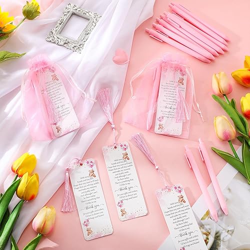 Miniatura 10 de Geyoga 50 juegos de marcadores para baby shower, 50 bolígrafos para baby shower, 50 marcadores y bolsas de organza, regalos para invitados, premios