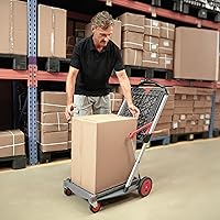 Vista 6 de CLAX, Carros plegables funcionales multifuncionales, carrito plegable móvil, carrito de compras con caja de almacenamiento (negro)