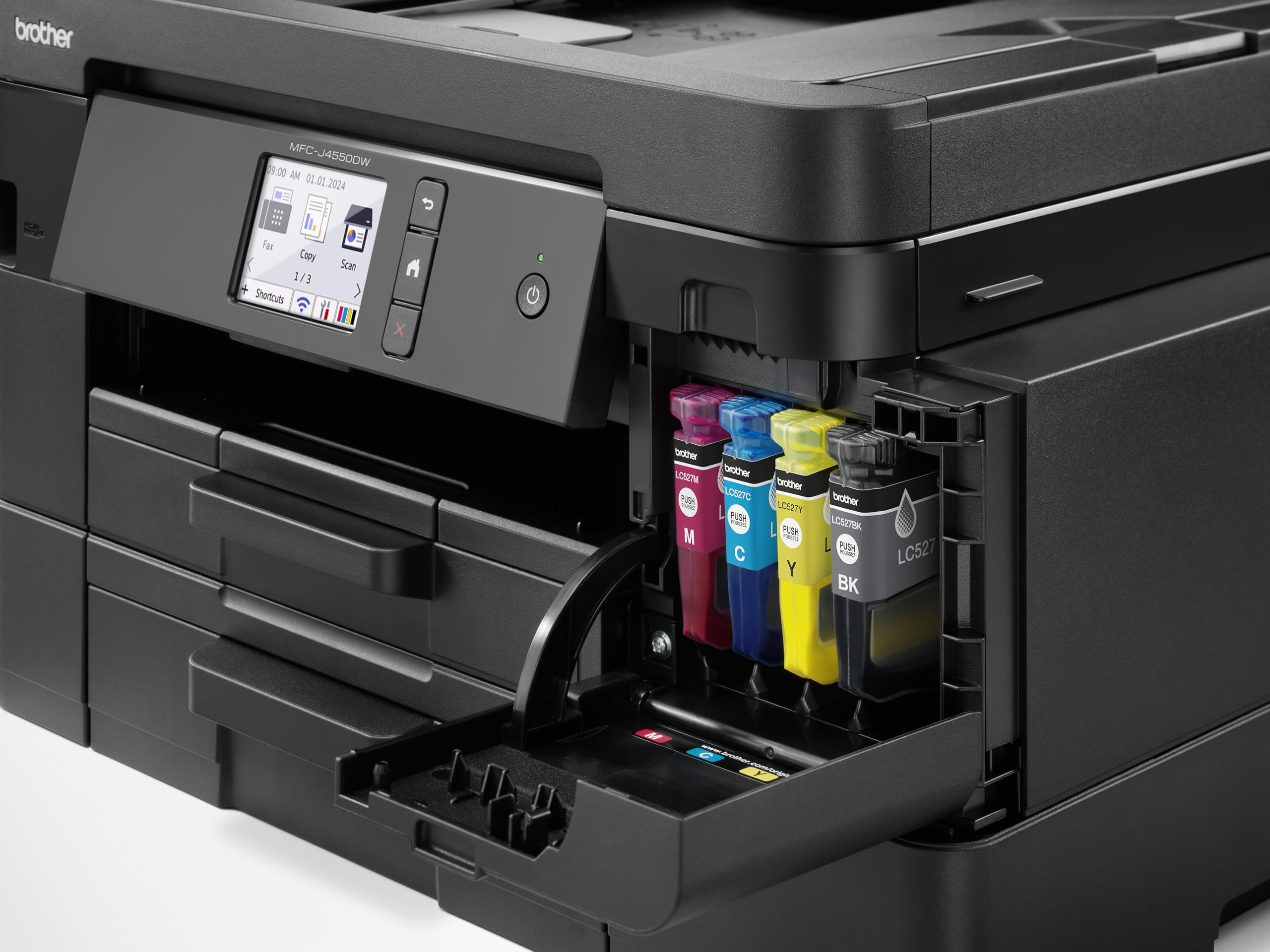Brother MFCJ4550DW | Multifunzione inkjet a colori | 20 ipm| Stampa Fronte/Retro | Display da 6,8 cm | Cassetti per tot 400 fogli e ADF da 20 | WiFi e USB| Print e Scan da mobile| Inbox da 350 pag