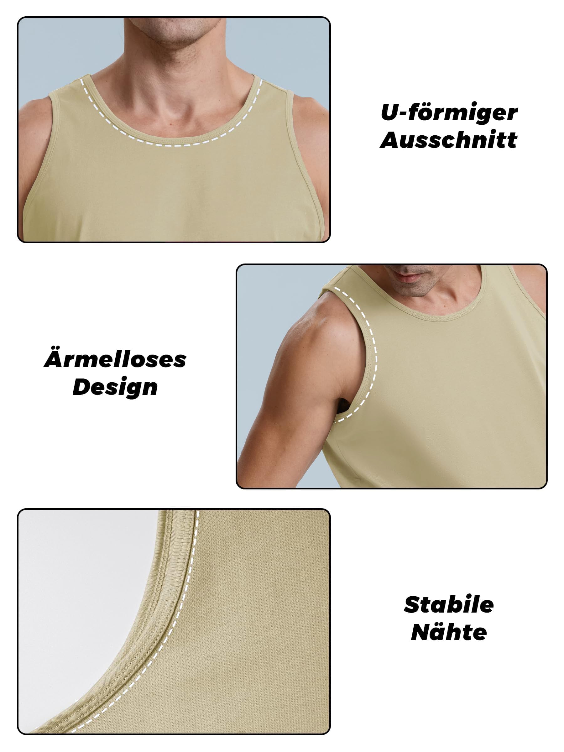 KEFITEVD Męski tank top, bawełna, koszulka bez rękawów, sportowa koszulka funkcyjna, podkoszulek, na siłownię, lato, do aktywności na świeżym powietrzu