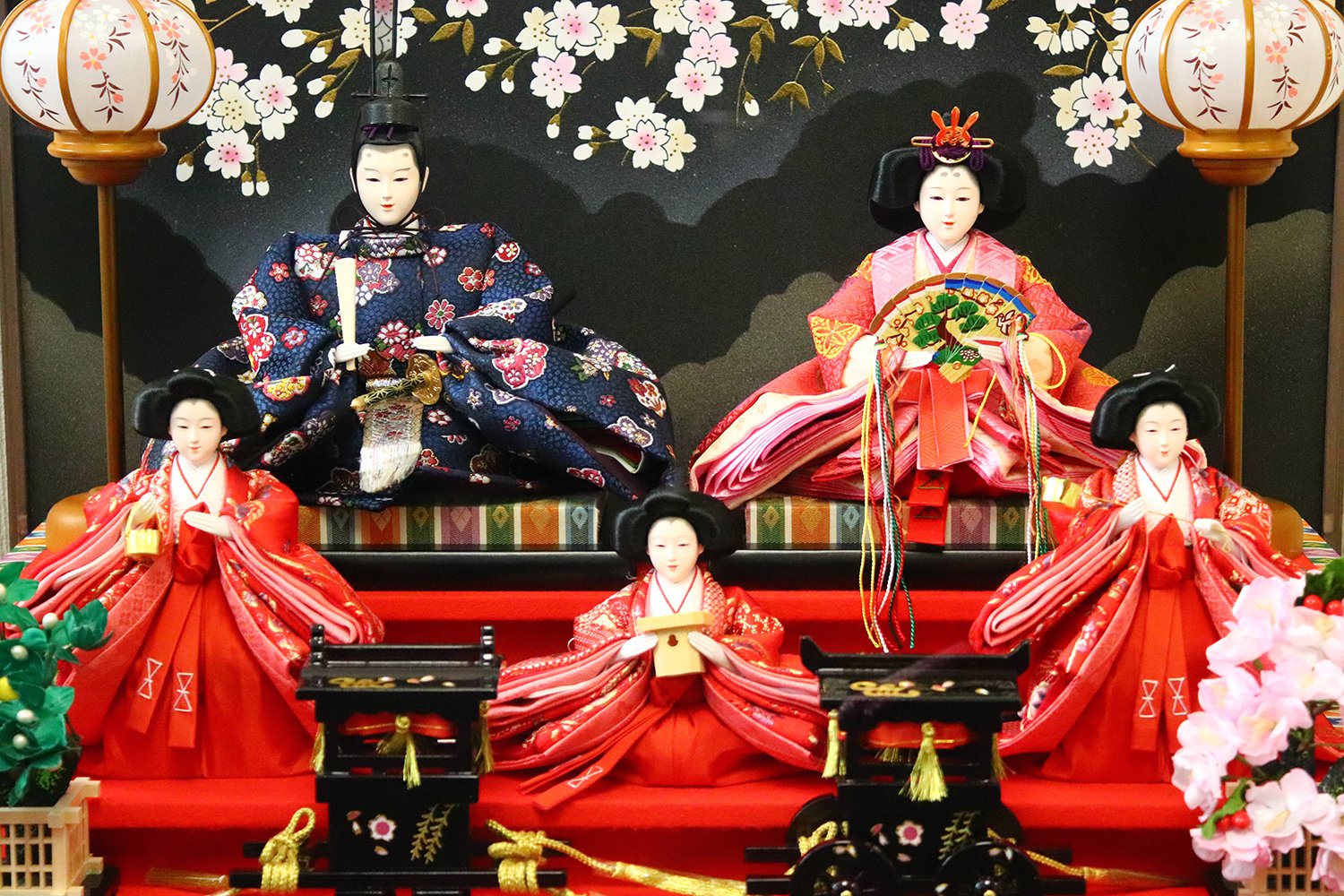 Amazon | 雛人形 ケース入り五人飾り ゆうか 間口66×奥行41×高さ