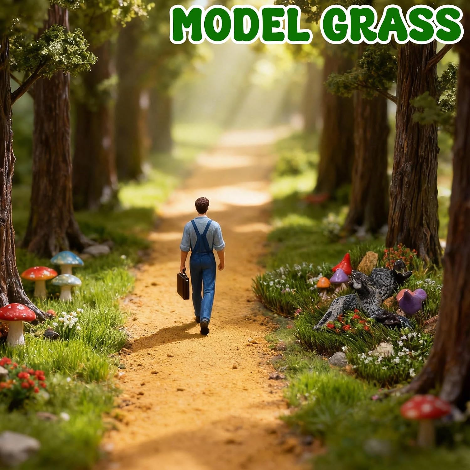 Warmtree 1 Box Static Grass Bushy Tufts Lowland Shrubs Scenery DIY Miniature 3D Tree Branches and Mushroom for Train Landscape Scenery Military Layout Model War Gaming Terrain (Summer Green)
