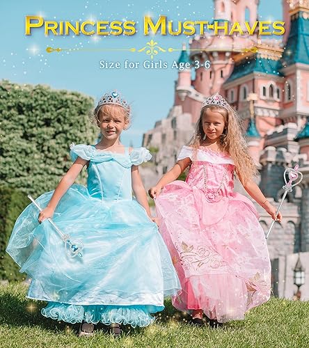 Miniatura 7 de BIBUTY Accesorios de vestir de princesa, corona de princesa para niñas pequeñas, varita tiara de princesa, regalo de juguete para niñas de 3 a 6 años