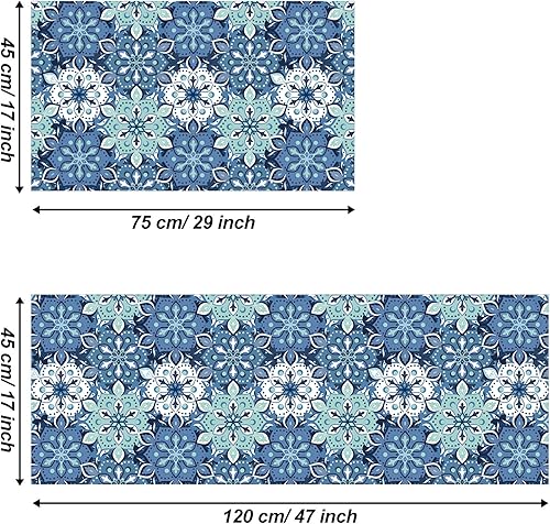 Miniatura 3 de comfoyar Juego de 2 tapetes de cocina, bohemios, antideslizantes, impermeables, juego de alfombras de cocina y corredores acolchados, tapetes
