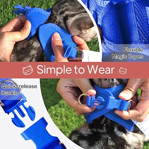 Miniatura 4 de TwoEar Arnés de gato a prueba de escape, suave chaleco ajustable para perro, de malla transpirable, chaqueta reflectante de fácil control para