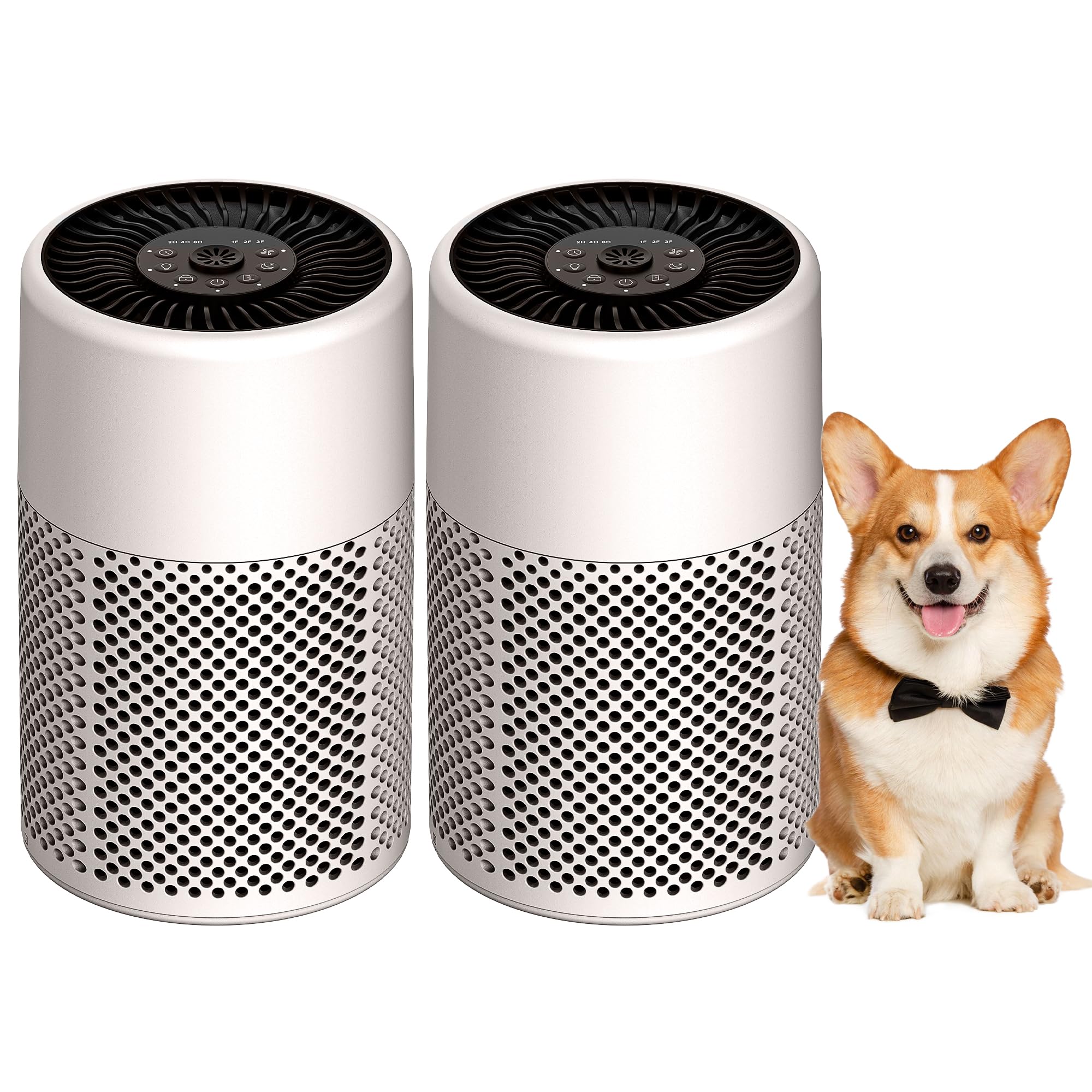 CHIVALZ HEPA Air Purifier for Bedroom,24dB Quiet,Ivory,2Pack