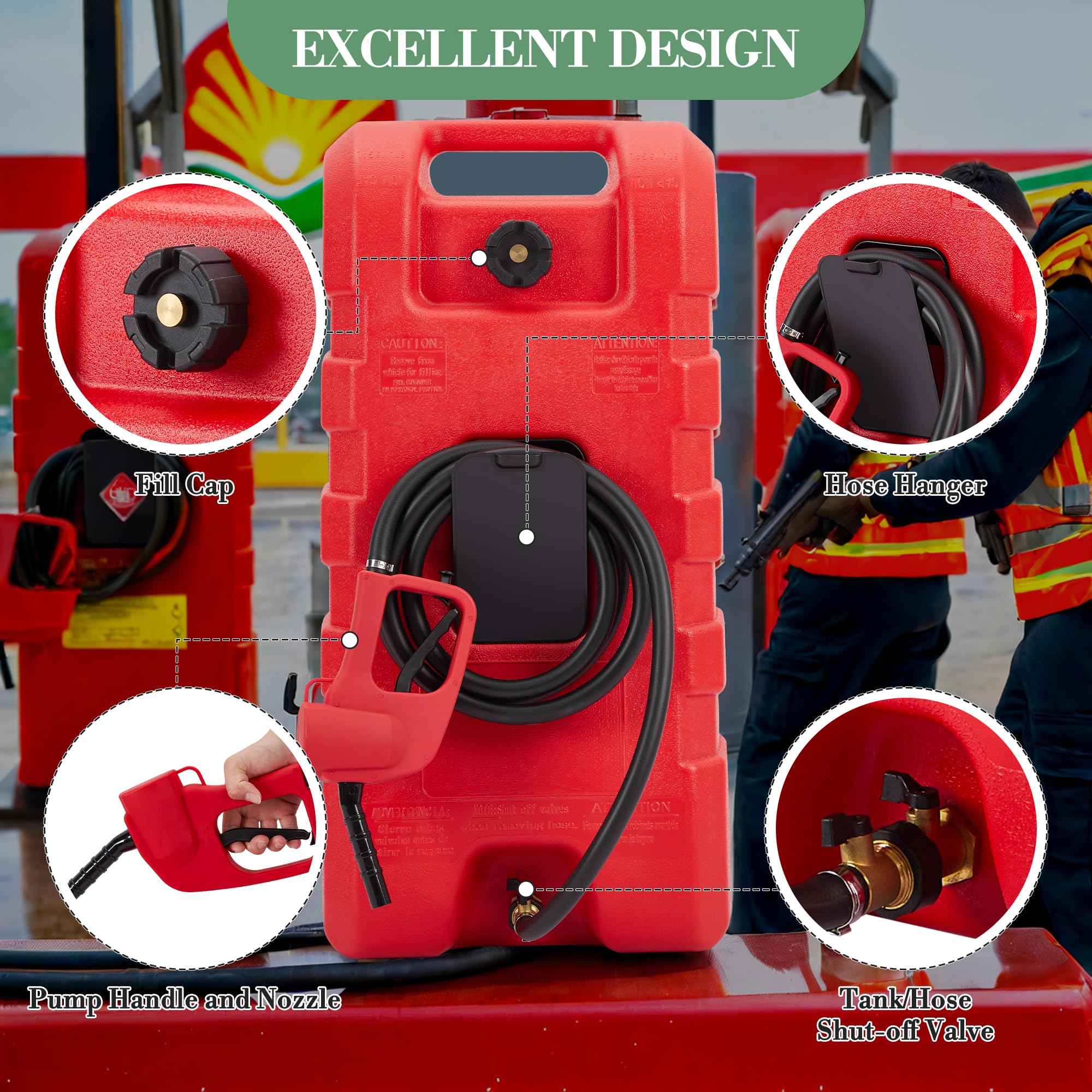 Depósito de combustible de 57 litros, carro de combustible portátil con ruedas y bomba manual, manguera de 3 m + válvula de cierre, transferencia rápida de 7,5 l/min, bidón de gasolina para ATV, UTV