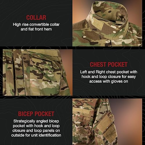 Miniatura 4 de Vertx Recon Garrison - Camisa táctica para hombre, manga larga, ripstop con cremallera para caza, pesca, equipo de supervivencia EDC al aire libre