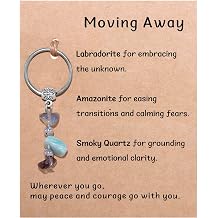Kvekstio Small Natural Stones Keychain for Women Men, Emotional Support Gift, Stress Relief, Affirmation Gift Crystal Keyring