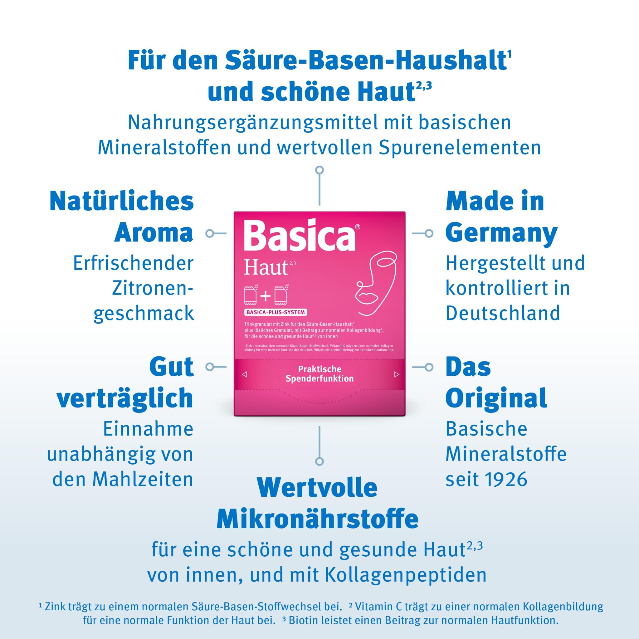 Basica® Haut Basenpulver im Doppelsachet | Säure-Basen-Balance & eine schöne, gesunde Haut von innen* | laktose- & glutenfrei & ohne Zucker | basische Mineralien und Spurenelemente | 30 Doppelsachets