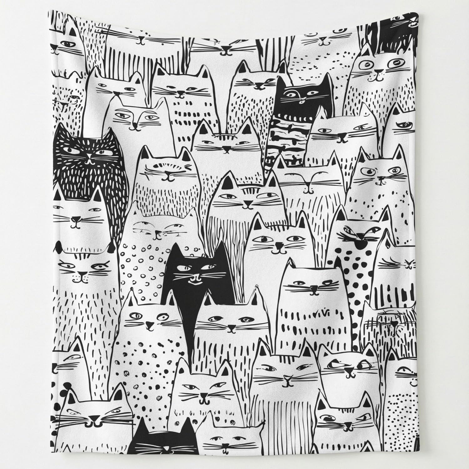 Manta para sofá cama de franela con estampado de gatos negros para tardes de películas
