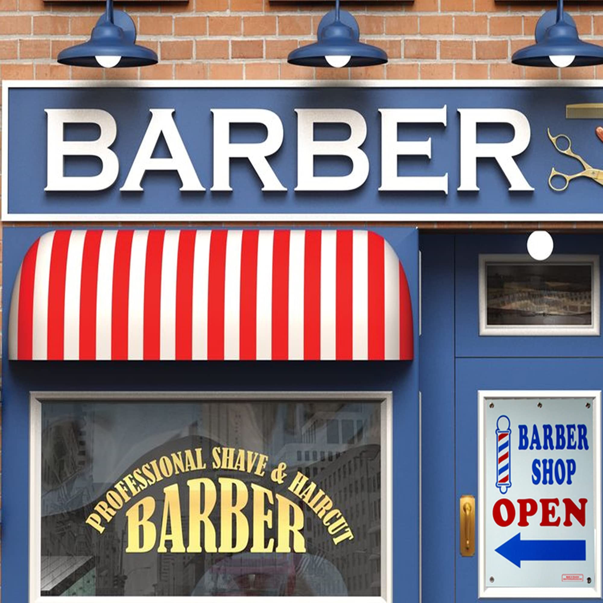 VIBE INK BARBER SHOP OPEN w/ Dirrectional Arrow 2-Sided 18" x 24" Sandwich Board Sign Kit