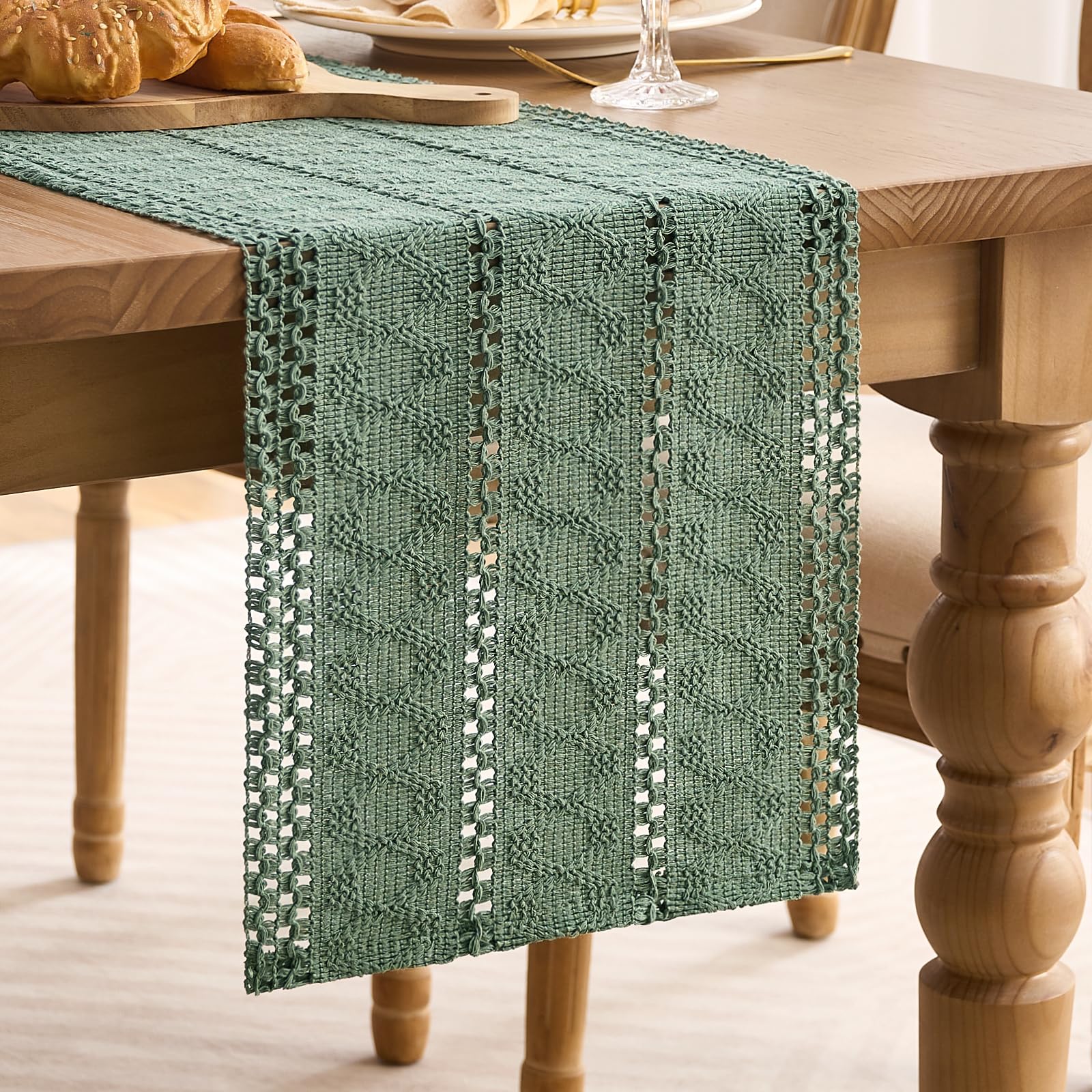 Runner Da Tavolo In Macramè, Runner Da Tavolo Da Pranzo 180 Cm In Cotone E Lino Naturale Decorazione Da Tavolo Con Nappe In Pizzo Alluncinetto Bohemien 86995779