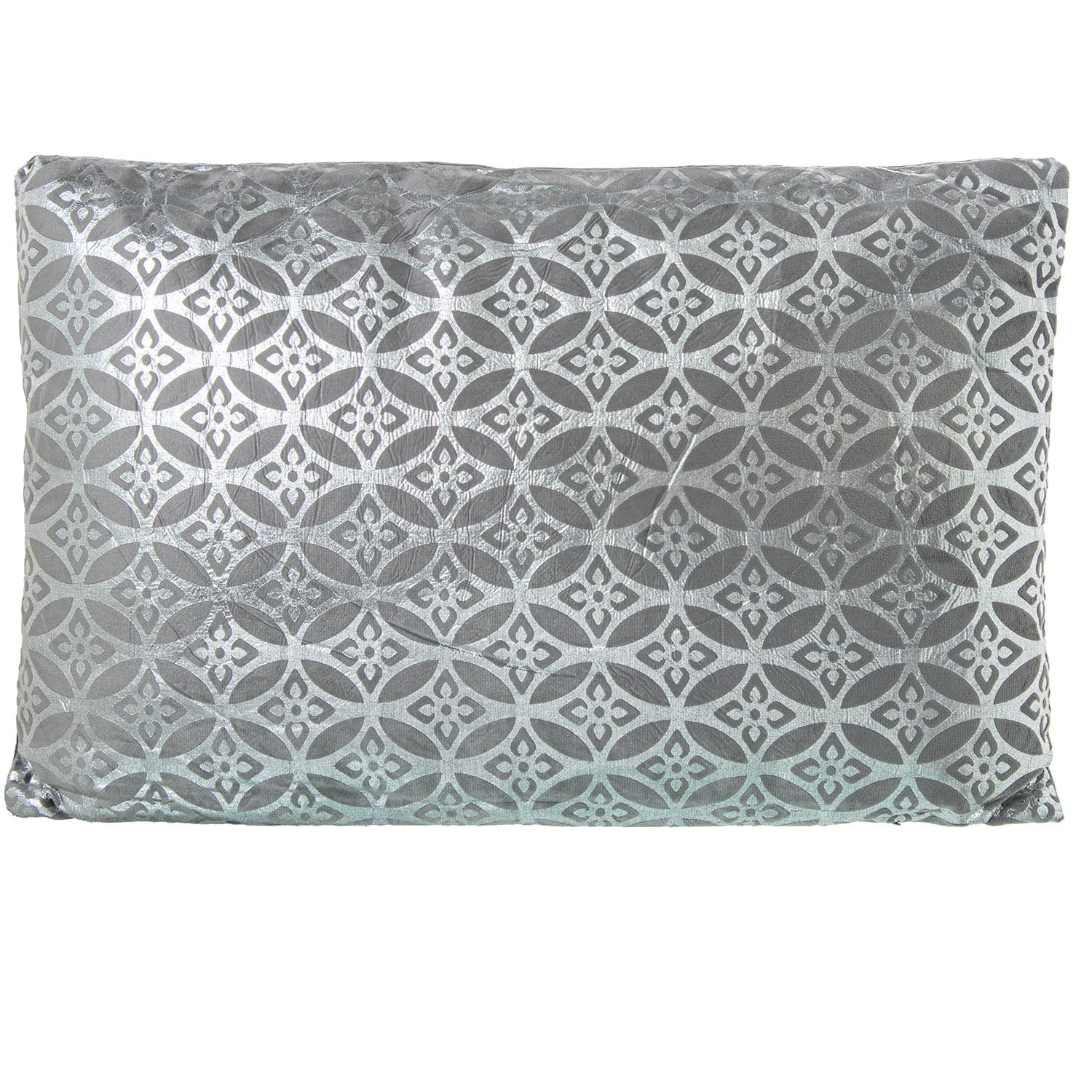 Coussin haut de gamme fleur argentée 50x30 cm avec fermeture éclair DRW