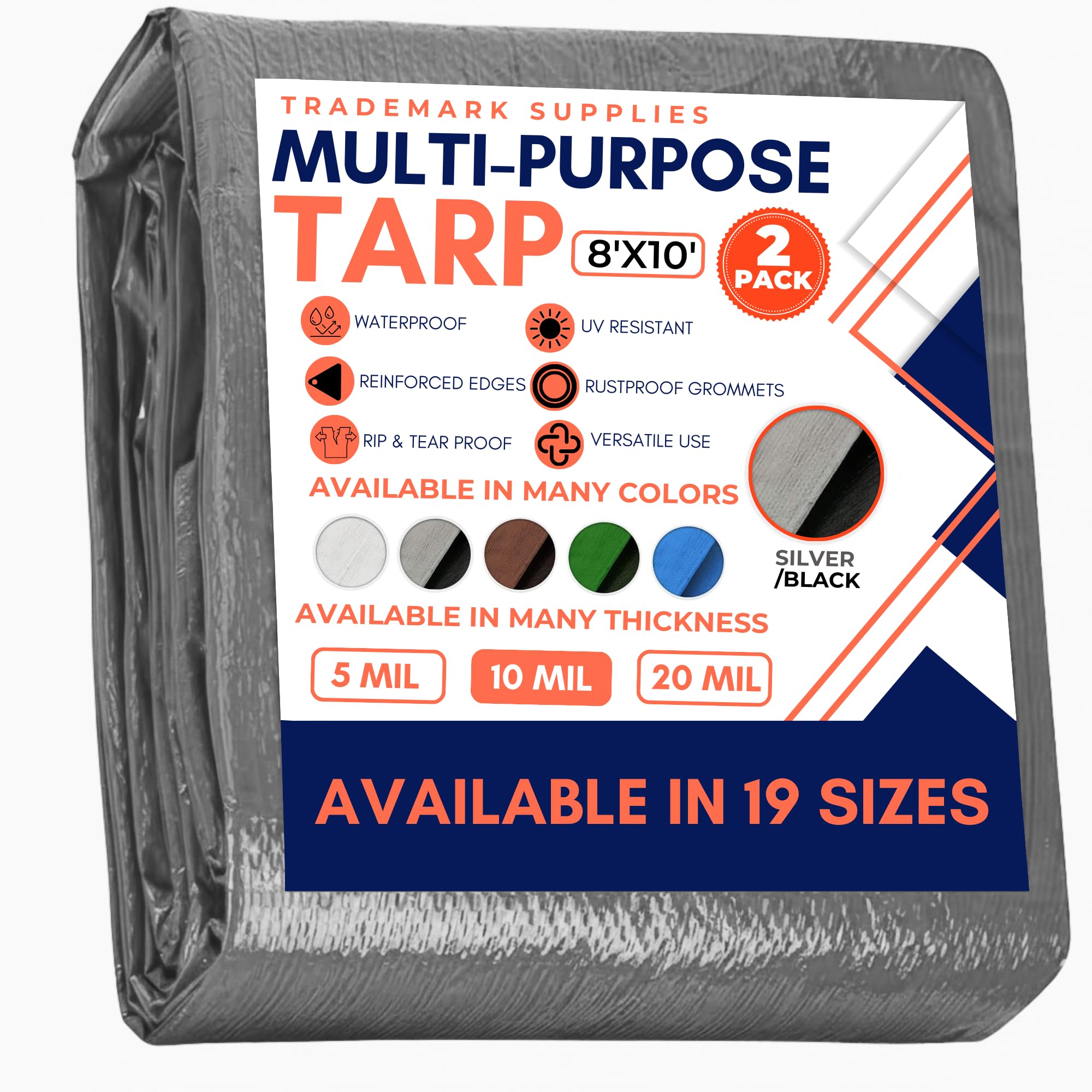 Tarp Cover Brown/Black Heavy Duty 8'X10' Thick Material, Waterproof, Great for Tarpaulin Canopy Tent, Boat, RV Or Pool Cover (8X10 Heavy Duty Poly Tarp Brown/Black) — view 33