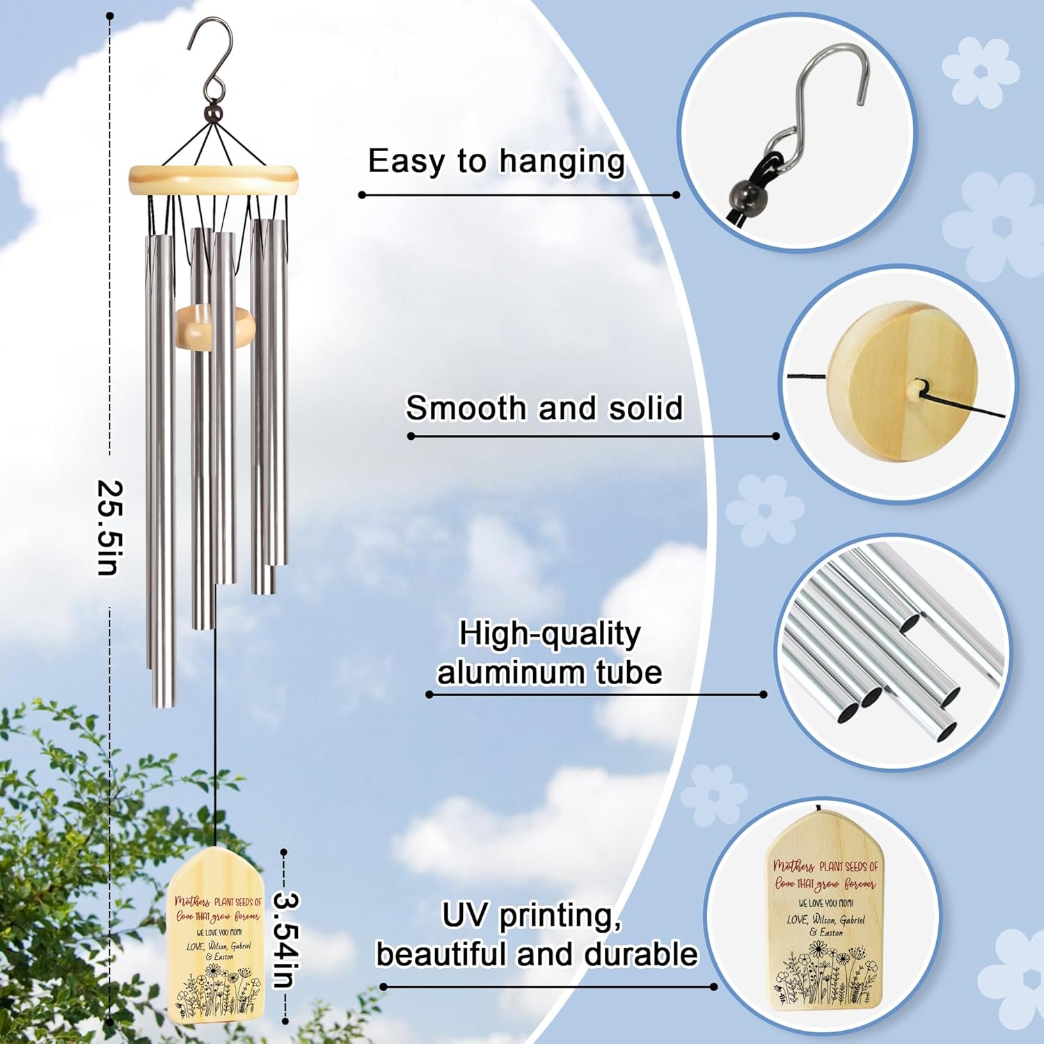 Mothers Day Wind Chimes: Personalized Gifts for Mom - Seeds of Love